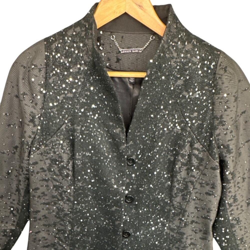 White House Black Market Sparkly Sequined Black Dressy Topper Coat Women Small - Picture 2 of 8